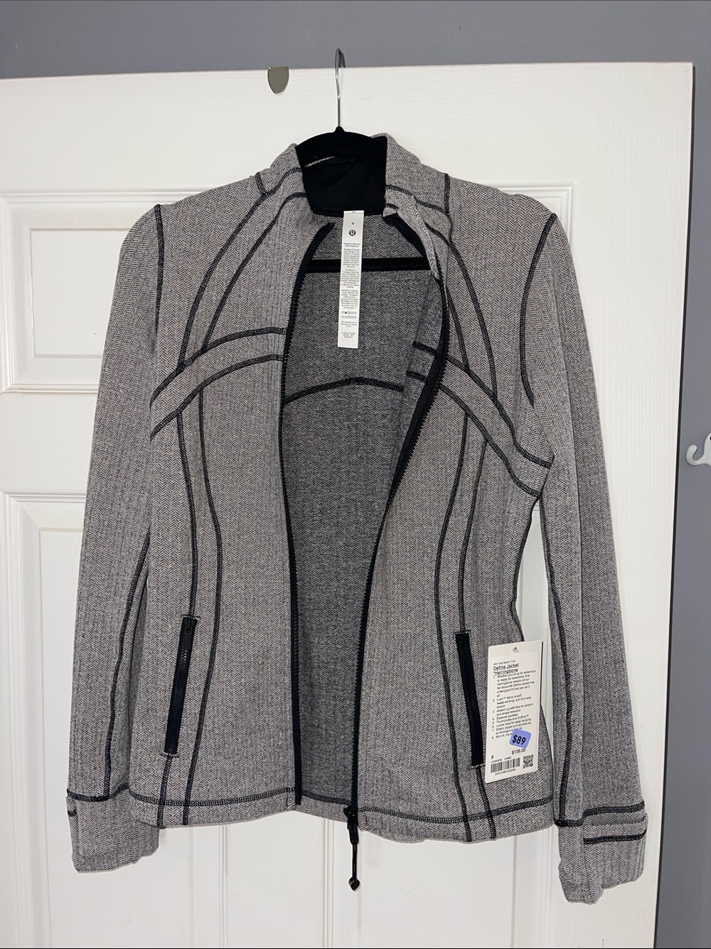 lululemon athletica Gray Define Jacket *Herringbone with Black Trim